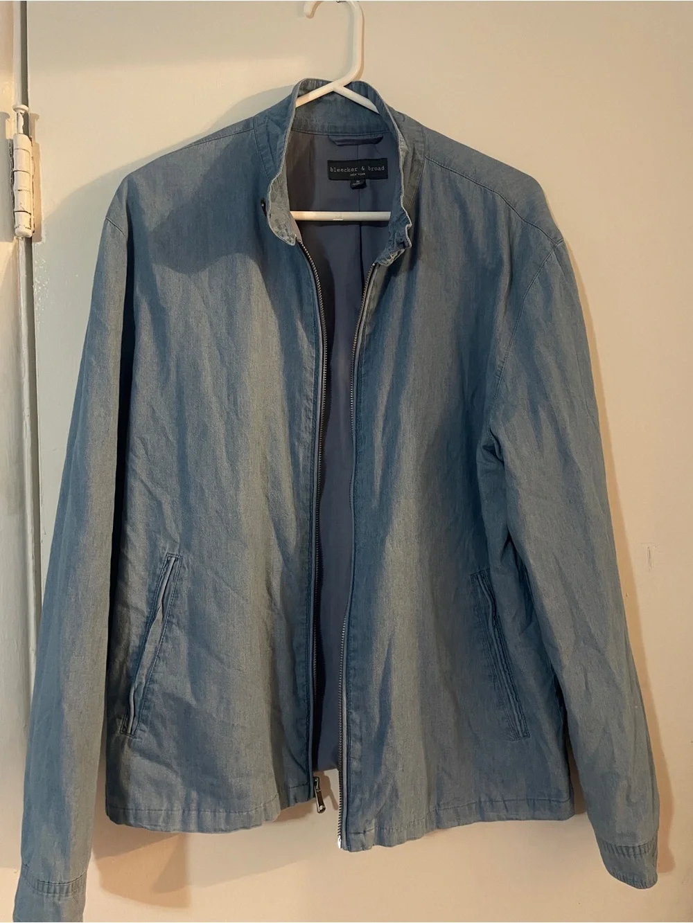 Light Blue Men's Bomber Jacket - Unbranded